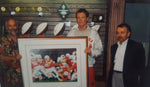Nebraska Coach Tom Osborne Posing with Rick Rush and "Bumper Crop"